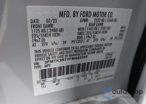 2023 Ford Mustang Mach-E Premium from USA, damaged, VIN 3FMTK3R71PMA65385